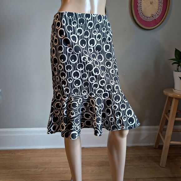 Vintage Y2K Sara Jane Graphic Print Mini Skirt Polka Dot Eyeball Surreal Size 6 - Picture 1 of 11